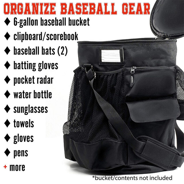Organizador de Cubo de Béisbol con Tapa y Asiento Acolchado - Bolso para Cubo de Pelotas de Béisbol