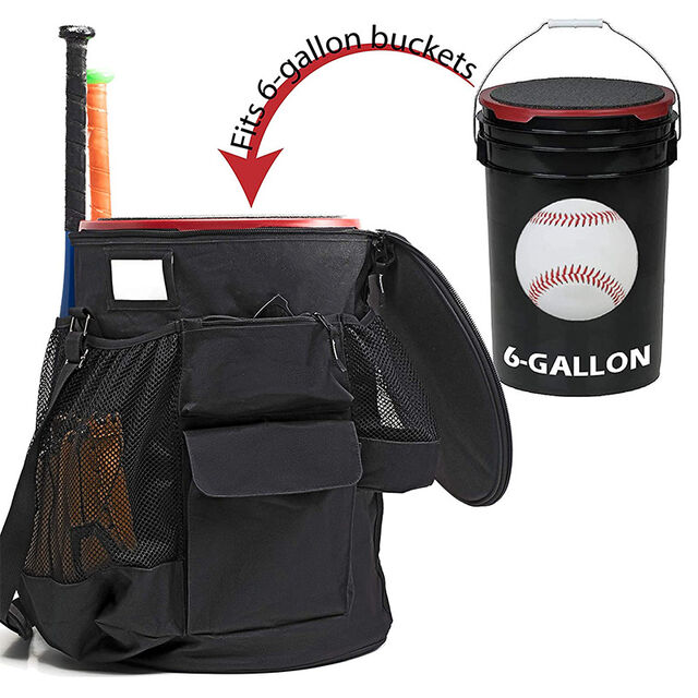 Organizador de Cubo de Béisbol con Tapa y Asiento Acolchado - Bolso para Cubo de Pelotas de Béisbol