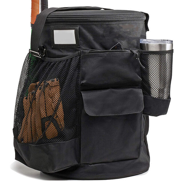 Organizador de Cubo de Béisbol con Tapa y Asiento Acolchado - Bolso para Cubo de Pelotas de Béisbol