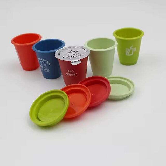 Vente en gros de gobelets à café lyophilisé en plastique de 10 g, 60 pièces, couvercles en feuille d'aluminium, boîte de stockage de probiotiques écologique, tasse à thé vide