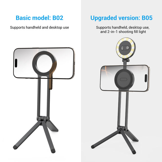 Leichte magnetische Handy-Stativhülle, Schreibtisch-kompatibel, Aluminiumlegierung, wasserdicht, verstellbares 2-in-1-Selfie für VLOG-Live-Übertragungen