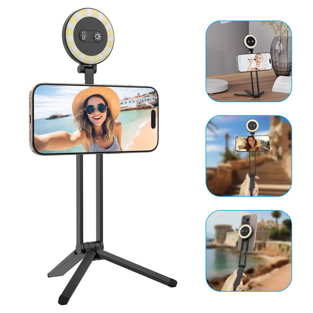 Leichte magnetische Handy-Stativhülle, Schreibtisch-kompatibel, Aluminiumlegierung, wasserdicht, verstellbares 2-in-1-Selfie für VLOG-Live-Übertragungen