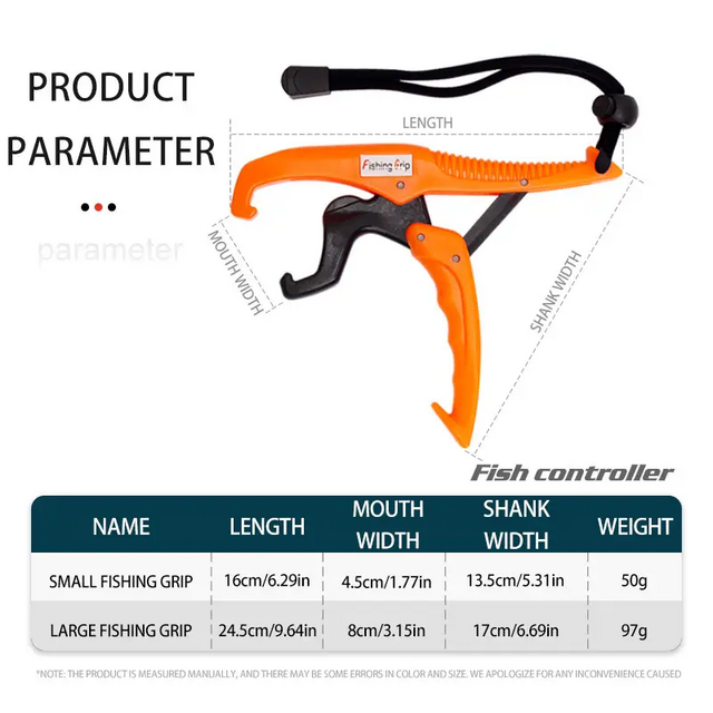 Pinza de agarre de labios de pescado Palmer, alicates de pesca, soporte de agarre de plástico sólido, controlador de alicates de agarre, herramientas de pesca