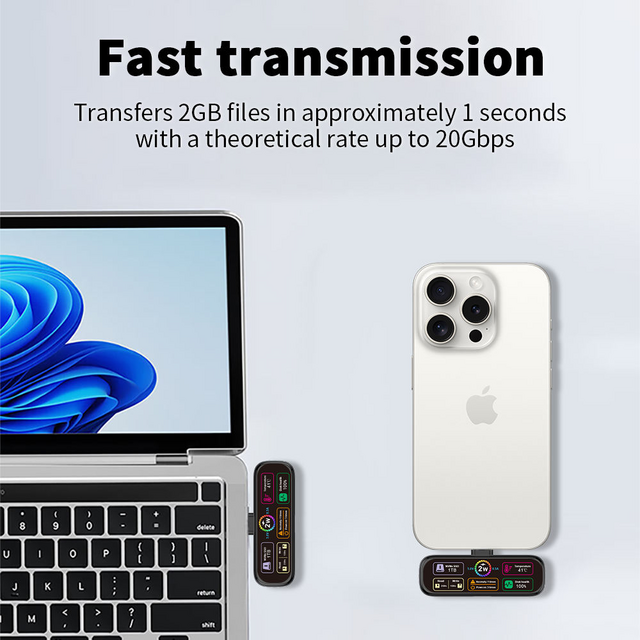 Disque SSD Portable Haute Vitesse 20Gbps PSSD Clé USB pour Téléphone avec Écran LCD Magnétique et Alimentation PD