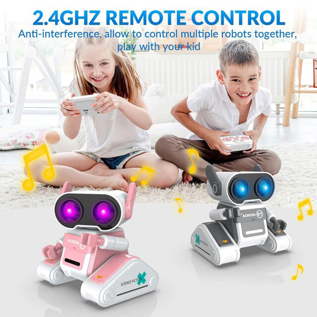 Brinquedos de Robôs STEM para Meninos e Meninas, Robôs Emo Recarregáveis com Controle Remoto, Auto-Demonstração, Cabeça e Braços Flexíveis, Movimentos de Dança