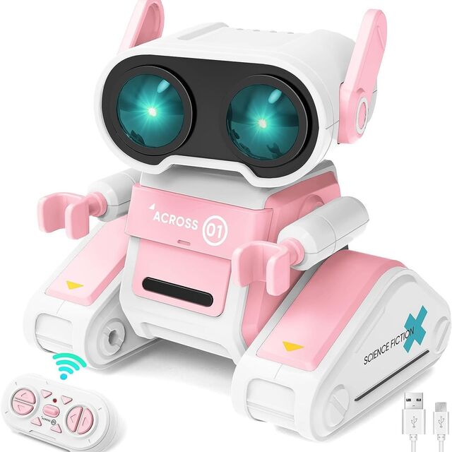Brinquedos de Robôs STEM para Meninos e Meninas, Robôs Emo Recarregáveis com Controle Remoto, Auto-Demonstração, Cabeça e Braços Flexíveis, Movimentos de Dança