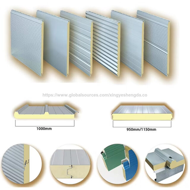 Panneaux Muraux Extérieurs Préfabriqués Isolants de Style Industriel, Ignifuges, Écologiques, Imperméables, Personnalisables avec Noyau PU et Revêtement en Aluminium pour Bâtiments Industriels