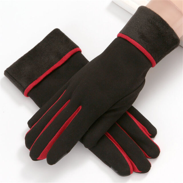 Nuevos guantes de ciclismo cálidos de moda para mujer en gamuza para otoño/invierno