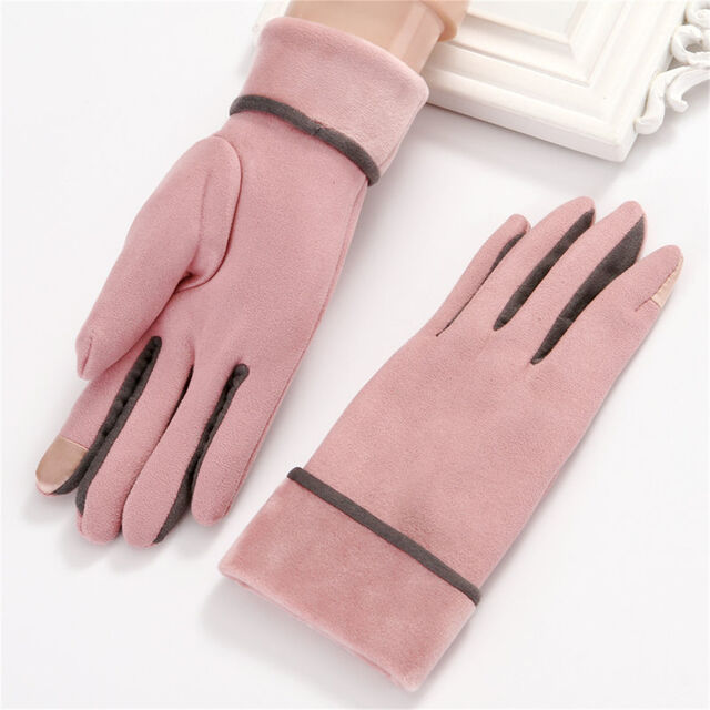 Nuevos guantes de ciclismo cálidos de moda para mujer en gamuza para otoño/invierno