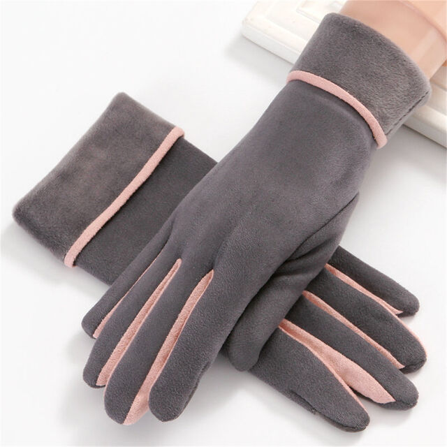 Nuevos guantes de ciclismo cálidos de moda para mujer en gamuza para otoño/invierno