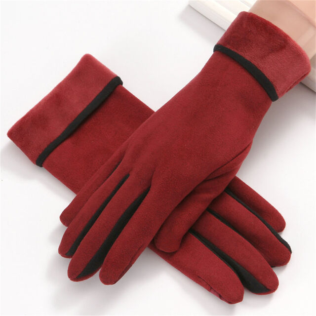 Nuevos guantes de ciclismo cálidos de moda para mujer en gamuza para otoño/invierno