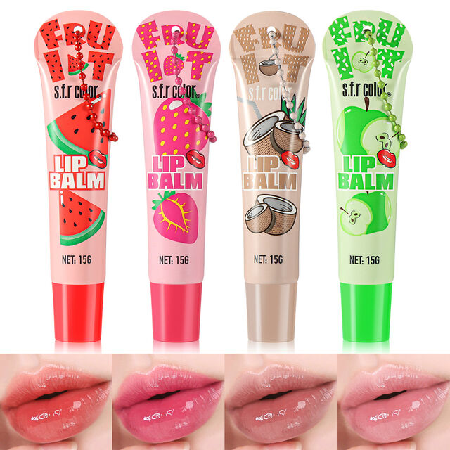 Großhandel Winter 4-Farben Feuchtigkeitsspendendes Frucht-Lippenöl, feuchte Textur, hohe Farbwiedergabe, Spiegelglanz-Lippenöl