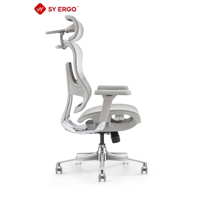 Schwarzer ergonomischer Konferenzstuhl mit Netzrücken und PU-Rollen, höhenverstellbar, Multifunktions-Neigefunktion, ISO-zertifiziert