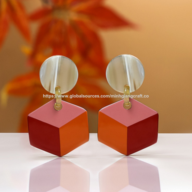 Boucles d'Oreilles Bijoux Mode pour Femmes Laque Corne de Buffle Cadeau Fête