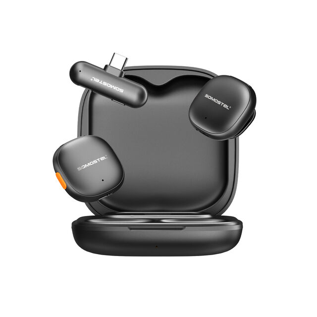 SOMOSTEL GM25 Microfone Inteligente com Cancelamento de Ruído AI, Dois Microfones de Lapela e Interface Tipo C
