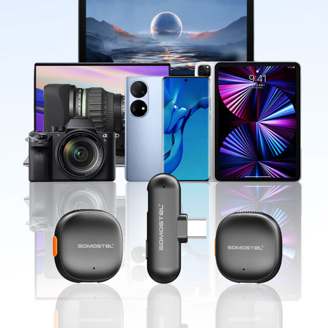 SOMOSTEL GM25 Microfone Inteligente com Cancelamento de Ruído AI, Dois Microfones de Lapela e Interface Tipo C