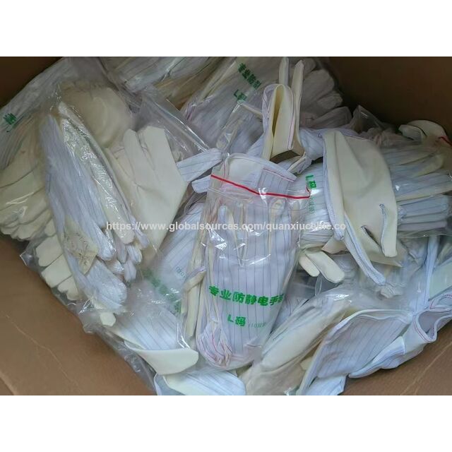 Luvas antiestáticas de PU com dispensador e listras para oficinas eletrônicas: luvas de trabalho antiestáticas e antiderrapantes com dispensador