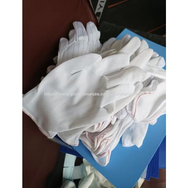 Luvas antiestáticas de PU com dispensador e listras para oficinas eletrônicas: luvas de trabalho antiestáticas e antiderrapantes com dispensador