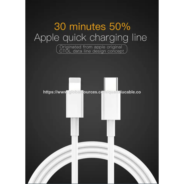 Cable USB PD 20W con Chip C94 de Carga Rápida Tipo C a Puerto Lightning 1M Calidad Original 1:1