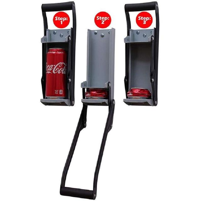 Triturador de Latas de Alumínio de 16oz e Abridor de Garrafas, Triturador de Parede de Metal Resistente para Latas de Bebidas de 12oz (BC-02-12oz)