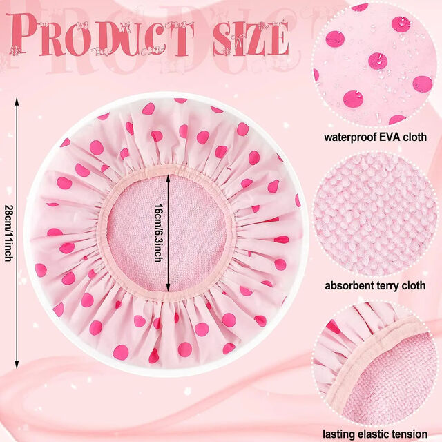 Bonnet de douche personnalisé en tissu éponge, bonnets de douche double couche avec tissu éponge - Bonnets de douche de haute qualité en gros