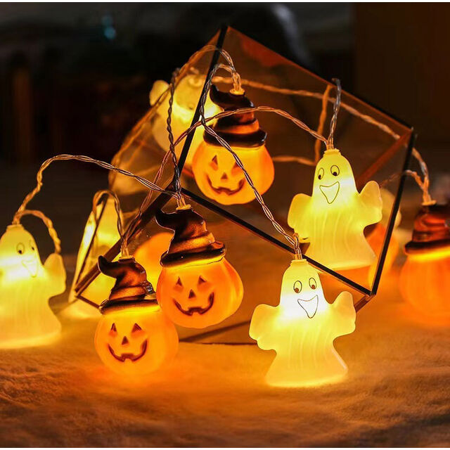 Venta al por mayor de fabricante, guirnalda de luces LED de Halloween para decoración de escenas, guirnalda de luces de calabaza para festivales al aire libre, decoración de Halloween