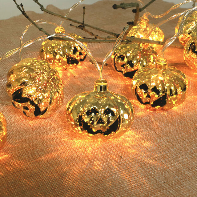 Venta al por mayor de fabricante, guirnalda de luces LED de Halloween para decoración de escenas, guirnalda de luces de calabaza para festivales al aire libre, decoración de Halloween