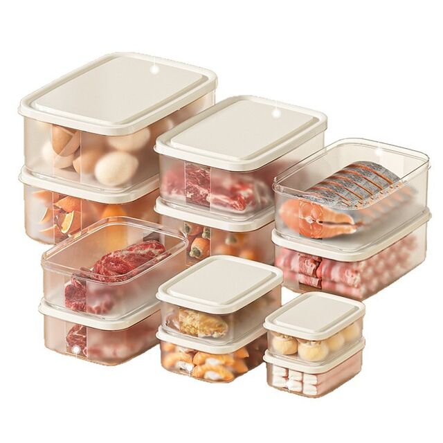 Cajas de almacenamiento para refrigerador de plástico transparente selladas y duraderas, personalizadas para alimentos enlatados - Organización de cocina