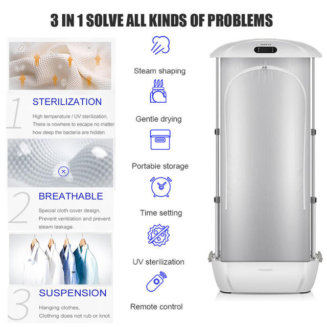 Secador de Roupa Inteligente Personalizado para Casa, Aquecimento Rápido, Lâmpada UV Inteligente de Esterilização, Passagem Automática, Íon de Roupa Impermeável 1500W