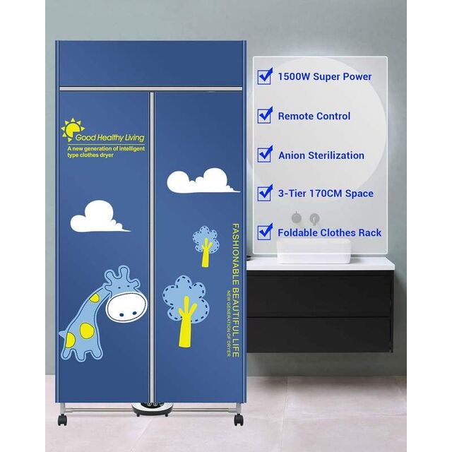 Secador de Roupa Inteligente Personalizado para Casa, Aquecimento Rápido, Lâmpada UV Inteligente de Esterilização, Passagem Automática, Íon de Roupa Impermeável 1500W