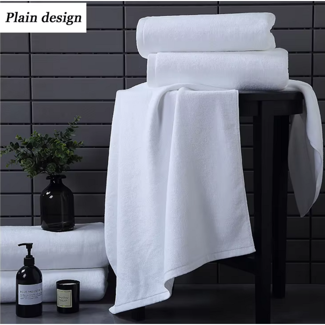 Toallas de Hotel de Lujo de 5 Estrellas con Logo Personalizado para Cara, Manos y Baño, Blancas, 100% Algodón