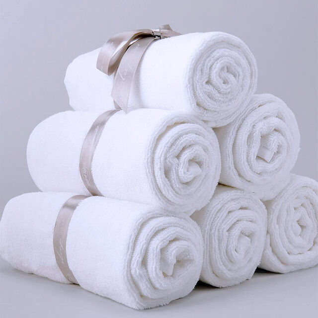 Toallas de Hotel de Lujo de 5 Estrellas con Logo Personalizado para Cara, Manos y Baño, Blancas, 100% Algodón