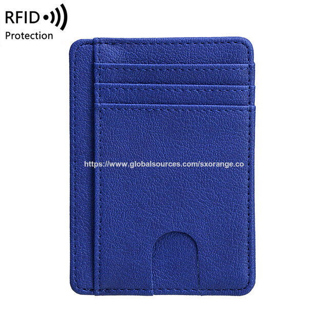 Minimalistische RFID-blockierende Ledergeldbörsen für Herren und Damen, Anti-Skimming-Lederclip-Kartenhalter, dünnes Bifold-Kartenetui