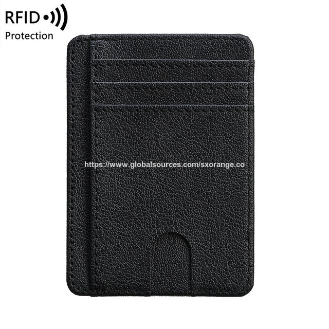 Minimalistische RFID-blockierende Ledergeldbörsen für Herren und Damen, Anti-Skimming-Lederclip-Kartenhalter, dünnes Bifold-Kartenetui