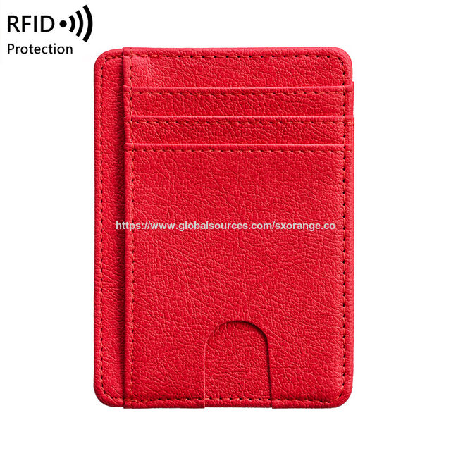 Minimalistische RFID-blockierende Ledergeldbörsen für Herren und Damen, Anti-Skimming-Lederclip-Kartenhalter, dünnes Bifold-Kartenetui