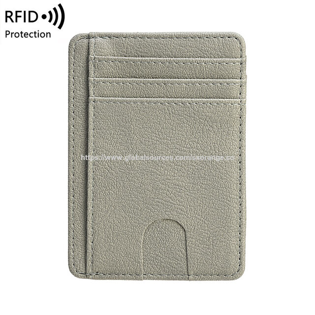Minimalistische RFID-blockierende Ledergeldbörsen für Herren und Damen, Anti-Skimming-Lederclip-Kartenhalter, dünnes Bifold-Kartenetui