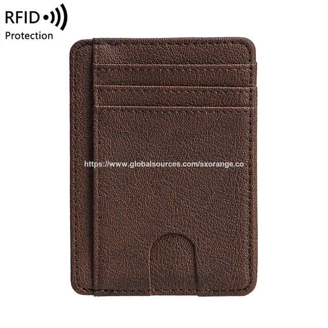 Minimalistische RFID-blockierende Ledergeldbörsen für Herren und Damen, Anti-Skimming-Lederclip-Kartenhalter, dünnes Bifold-Kartenetui