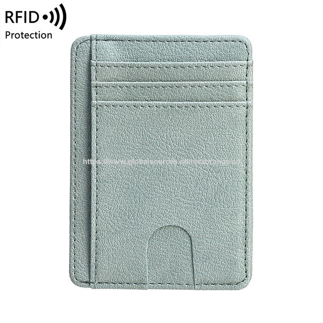 Minimalistische RFID-blockierende Ledergeldbörsen für Herren und Damen, Anti-Skimming-Lederclip-Kartenhalter, dünnes Bifold-Kartenetui