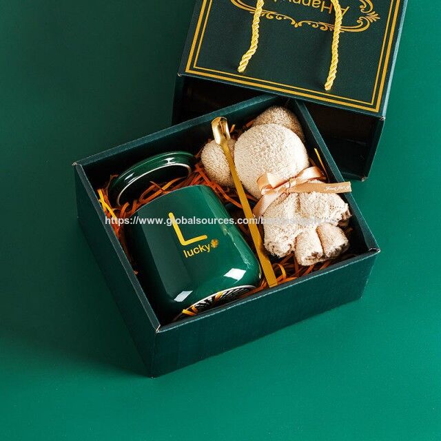 Tasse en céramique promotionnelle avec logo personnalisé, serviette et tasse en verre thermique avec couvercle pour café, thé, cadeaux de mariage, Saint-Valentin - Ensemble de tasses