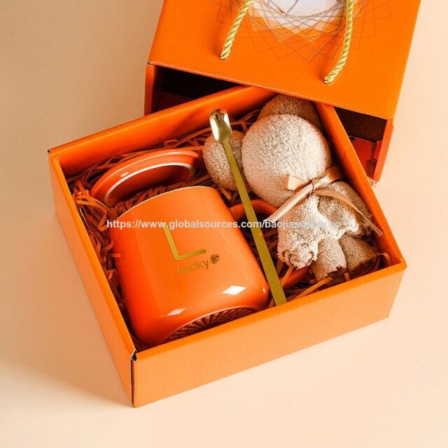 Tasse en céramique promotionnelle avec logo personnalisé, serviette et tasse en verre thermique avec couvercle pour café, thé, cadeaux de mariage, Saint-Valentin - Ensemble de tasses