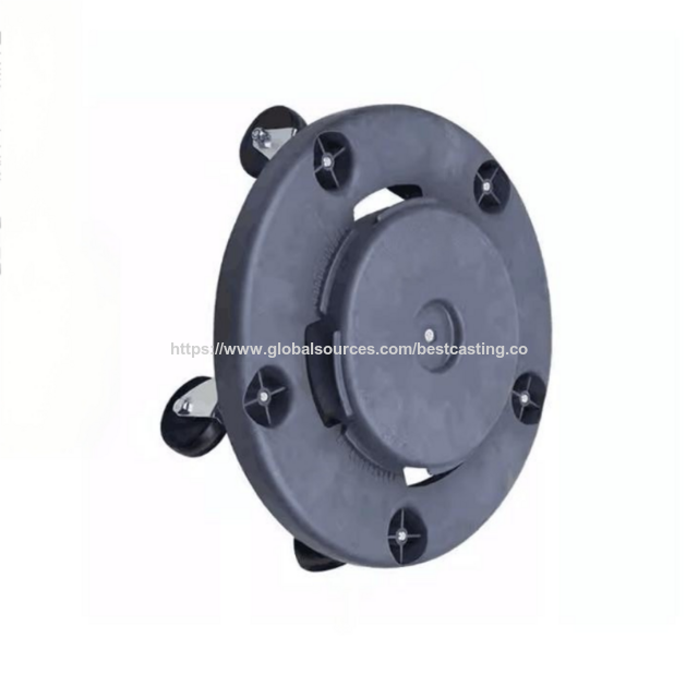 Chariot pour Poubelle Robuste de 45,7 cm (18 Pouces) de Diamètre, 5 Roulettes Pivotantes, Verrouillage Rotatif Marche/Arrêt, Mobilité pour Bacs à Ordures Fabriqué en Plastique Durable (PP)