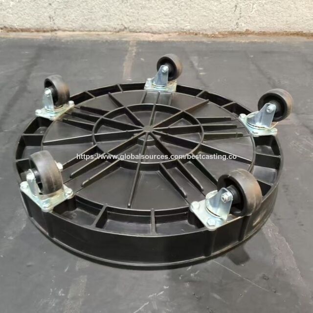 Chariot pour Poubelle Robuste de 45,7 cm (18 Pouces) de Diamètre, 5 Roulettes Pivotantes, Verrouillage Rotatif Marche/Arrêt, Mobilité pour Bacs à Ordures Fabriqué en Plastique Durable (PP)