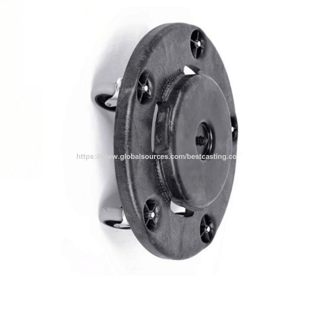 Chariot pour Poubelle Robuste de 45,7 cm (18 Pouces) de Diamètre, 5 Roulettes Pivotantes, Verrouillage Rotatif Marche/Arrêt, Mobilité pour Bacs à Ordures Fabriqué en Plastique Durable (PP)