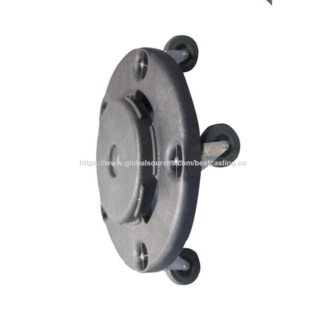 Chariot pour Poubelle Robuste de 45,7 cm (18 Pouces) de Diamètre, 5 Roulettes Pivotantes, Verrouillage Rotatif Marche/Arrêt, Mobilité pour Bacs à Ordures Fabriqué en Plastique Durable (PP)
