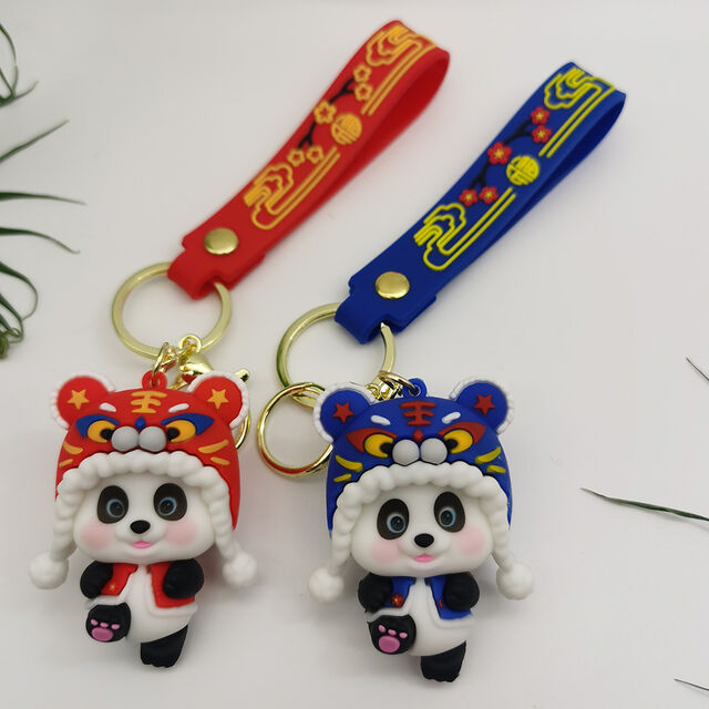 Chaveiro 3D de PVC Macio e Barato Personalizado, Chaveiro de Borracha de Panda de Desenho Animado Bonito com Design e Formato Moldados