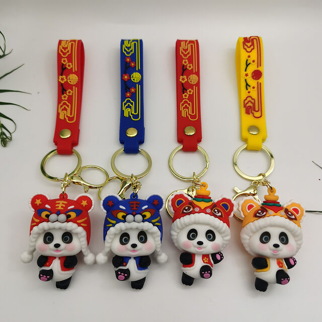 Chaveiro 3D de PVC Macio e Barato Personalizado, Chaveiro de Borracha de Panda de Desenho Animado Bonito com Design e Formato Moldados