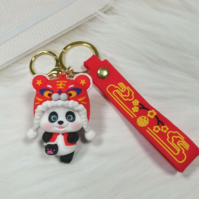 Chaveiro 3D de PVC Macio e Barato Personalizado, Chaveiro de Borracha de Panda de Desenho Animado Bonito com Design e Formato Moldados