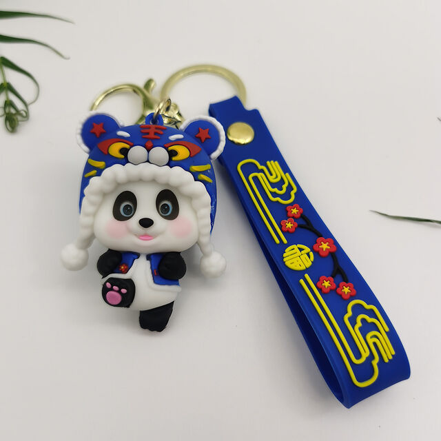 Chaveiro 3D de PVC Macio e Barato Personalizado, Chaveiro de Borracha de Panda de Desenho Animado Bonito com Design e Formato Moldados