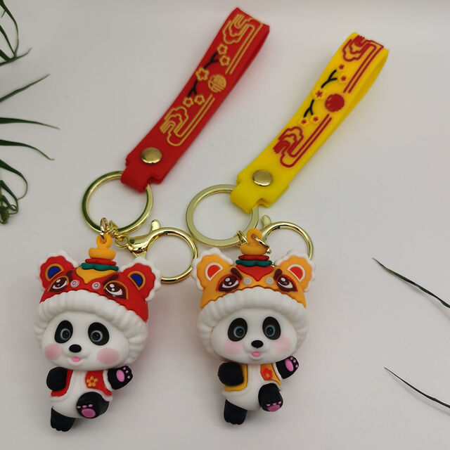 Chaveiro 3D de PVC Macio e Barato Personalizado, Chaveiro de Borracha de Panda de Desenho Animado Bonito com Design e Formato Moldados