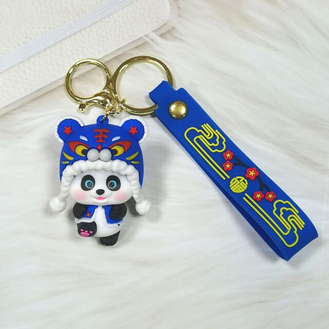 Chaveiro 3D de PVC Macio e Barato Personalizado, Chaveiro de Borracha de Panda de Desenho Animado Bonito com Design e Formato Moldados